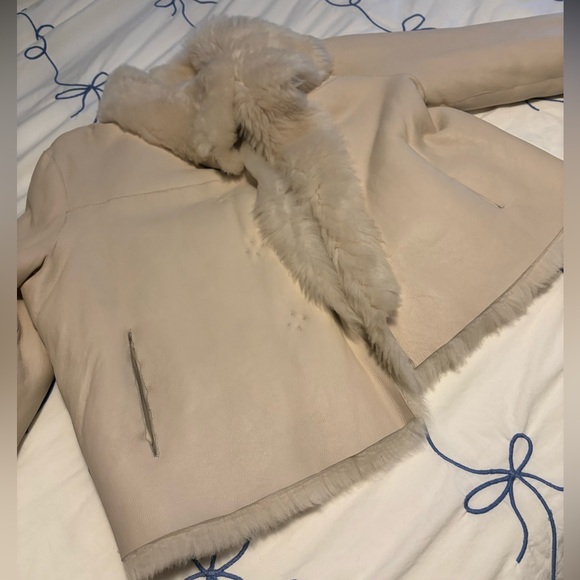 NWT Overland Kylie reversible sheepskin jacket ivory - Picture 15 of 16